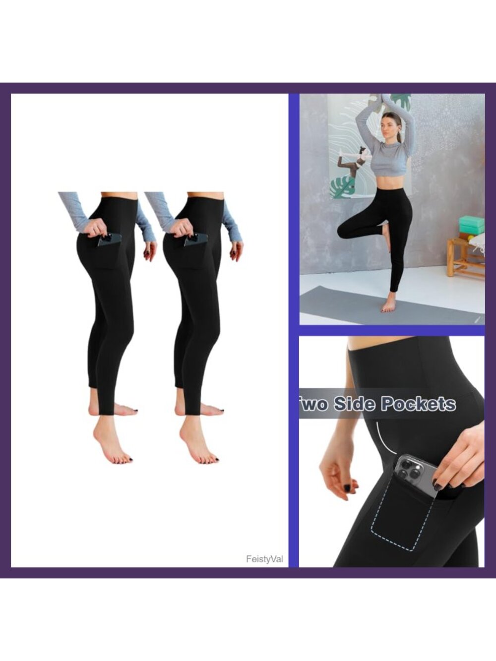 2-Pack High Waist Leggings with Pockets Buttery Soft Stretch Yoga Pants